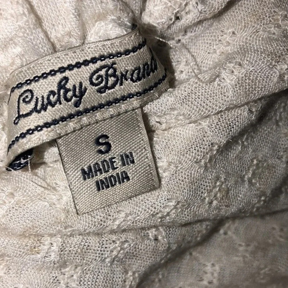 Lucky Brand size xsmall tan embroidered top - Picture 3 of 3